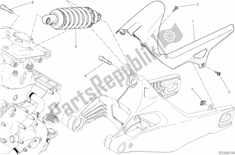 All parts for the Sospensione Posteriore of the Ducati Monster 821 Stripes 2015